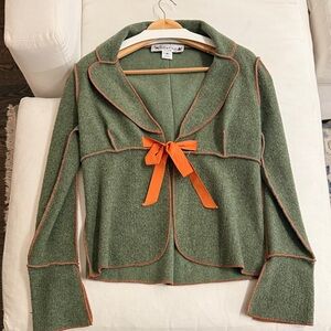 Vintage Beebop and Wally Stylish Green Jacket with Orange Ribbon Detail